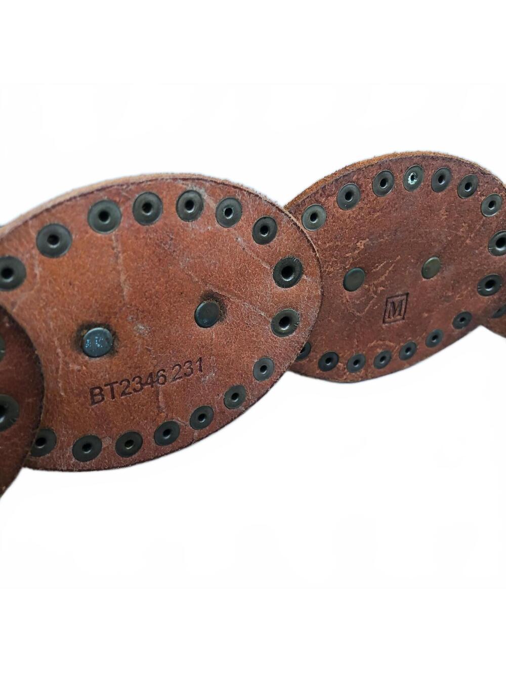 Vintage Fossil Brown Leather Concho Belt Western Cowgirl Boho Chic Southwestern - Picture 4 of 8
